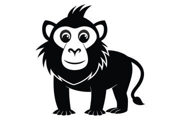 Upright black cartoon gorilla displays a friendly face on a white background