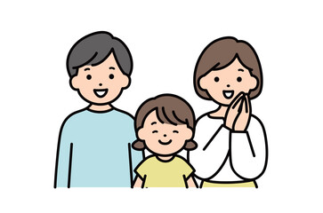 喜んでいる若い家族のイラスト素材