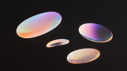 Minimalist holographic ovals on dark background for modern design