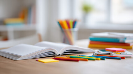 school supplies on table
