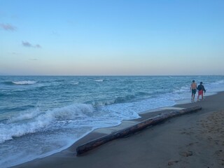 walking on the beach