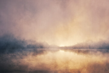 Obraz premium Ethereal mist floating above glowing surface