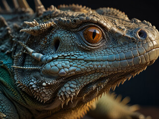 Fototapeta premium Iguana, close up photo of animal head.