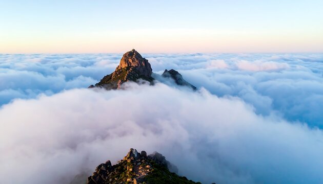Mountain peak above clouds - Powered by Adobe
