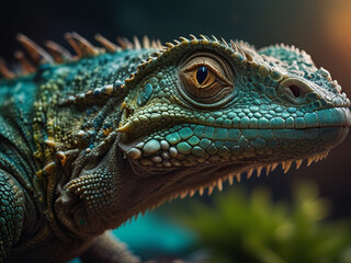 Fototapeta premium Iguana, close up photo of animal head