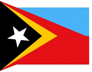Flag with black, yellow, and red panels, a white star, and a light blue stripe