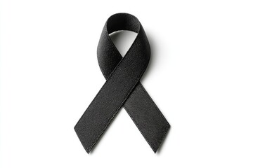 Black awareness ribbon on white background