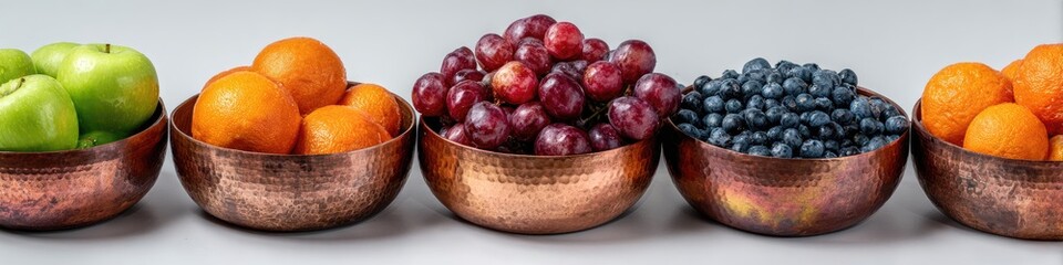 Obraz premium Fresh fruit in copper bowls