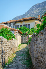 Beautiful old village near Kruja castle with traditional Albanian houses in Kruja, Albania
