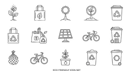 Eco-friendly lifestyle icons:  recycling, renewable energy, and sustainable practices.