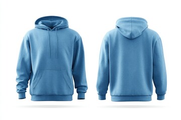 Light blue hoodie mockup, front and back views