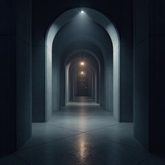 Fototapeta premium Dark, arched hallway