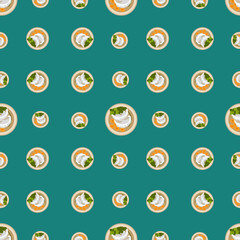 Dumpling pattern with green background 