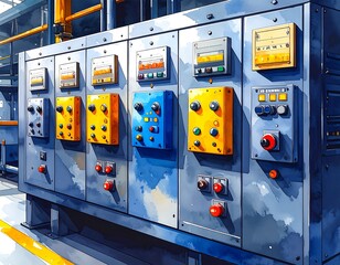 Industrial control panel in a factory setting