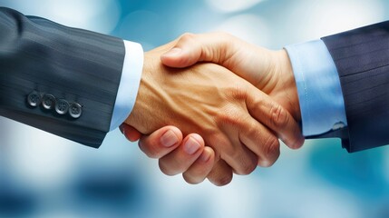 Two business partners seal a deal with a handshake, welcoming a new team member into the thriving office environment.