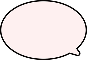 ピンクのふきだし。黒縁。楕円形。