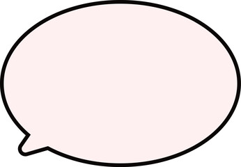ピンクのふきだし。黒縁。楕円形。