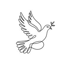 Obraz premium Elegant Dove of Peace Line Art Symbolizing Hope Unity and Tranquility with Olive Branch