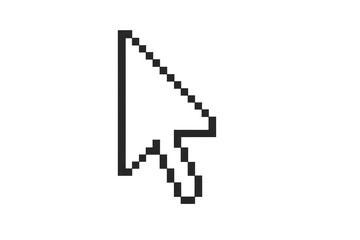 Pixelated cursor arrow pointing on transparent background
