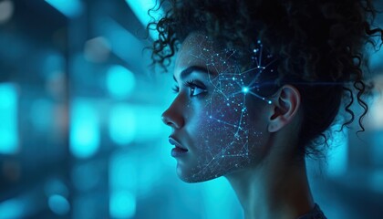 AI powered personalized fitness system interface tracks body movement, optimizes workout plans. Wearable tech synchronizes with user health data in real-time. Futuristic fitness style with clean