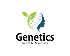 genetics logo creative design concept human tree nature people leaf