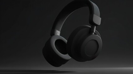 Wireless Over-Ear Headphones, Effortlessly Floating on a Muted Black Canvas, Highlighting a Pristine Product Vue