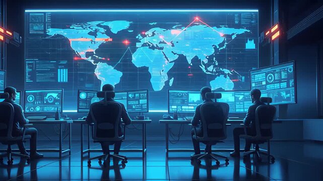 High-tech Control Room With Advanced Technology and Global Monitoring Capabilities