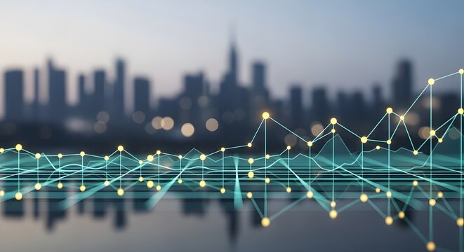 Digital Data Visualization Network Business Technology Cityscape Background