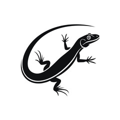 Graphic lizard silhouette with a long curved tail vector logo icon