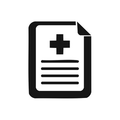 Obraz premium Medical record icon with plus symbol and lines representing text and data