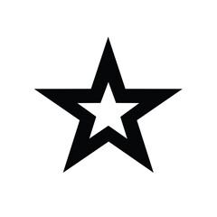 Black Star Icon with White Center Shape on White Background