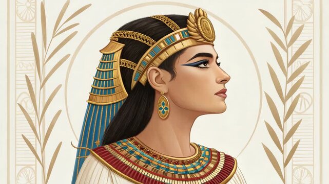 Ancient Egyptian Queen Profile Illustration