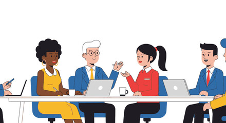 A diverse group of professional colleagues engage in a productive business meeting, fostering collaboration and teamwork in a modern office setting.