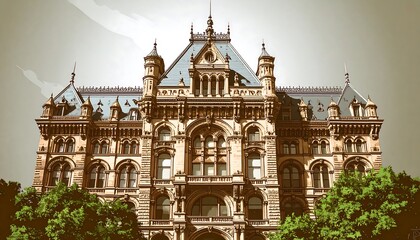 Obraz premium Facade of a grand historic building