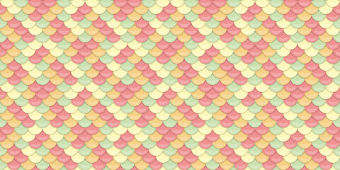 Pastelcolored scales pattern.  A charming, repeating design perfect for backgrounds, textiles, or whimsical projects. This cheerful, seamless texture evokes feelings of serenity and sweetness.