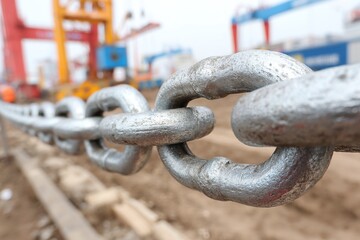 Naklejka premium Wind moving chains on site, metallic clicks