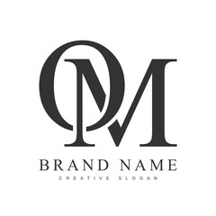 OM trendy logotype template. Initial letter o and m classic font style. Creative logo for company name or identity.
