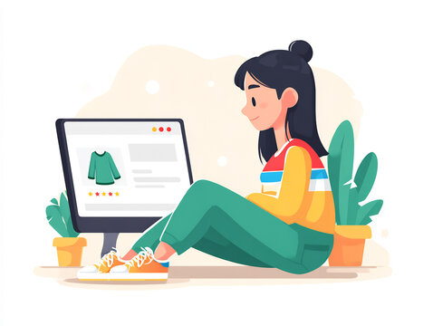 ecommerce analytics woman tracking product views on dashboard