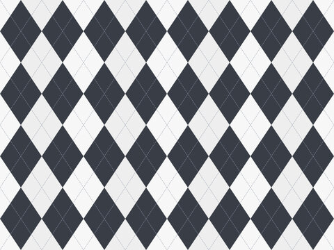 Stylish black and white argyle diamond pattern.  Perfect for backgrounds, textiles, or web design.  Clean, classic, and versatile, this timeless geometric design offers a sophisticated aesthetic.