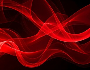 Abstract red wavy lines on black background