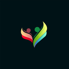 People care logo with charity design community, 3d style design