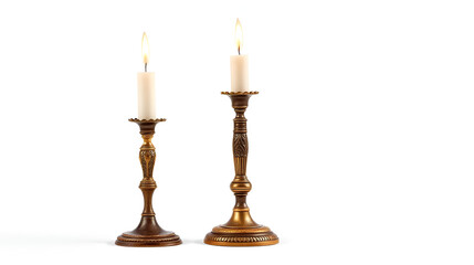 Isolated, candlestick, antique, bronze, golden, old, candle. 5