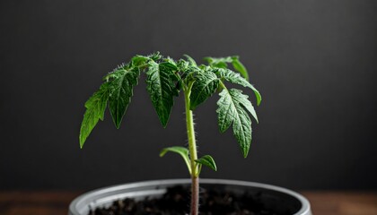 Young tomato plant in pot