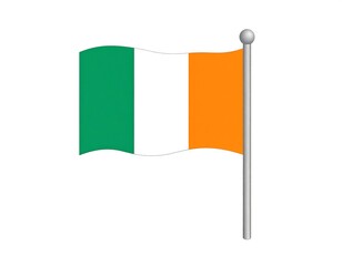 Irish flag waving on a pole