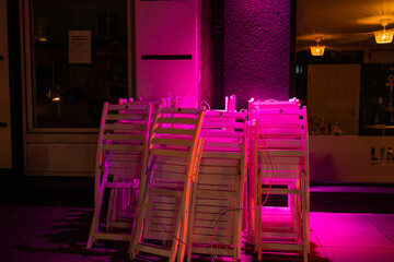 Summer Nights in Hamburg: Neon-Lit Chairs