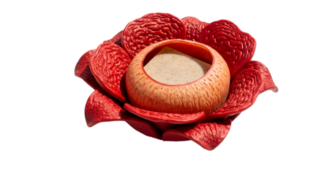 Rafflesia arnoldii Flower Blooms, Showcasing Petals and Central Disk, isolated on Transparent Background