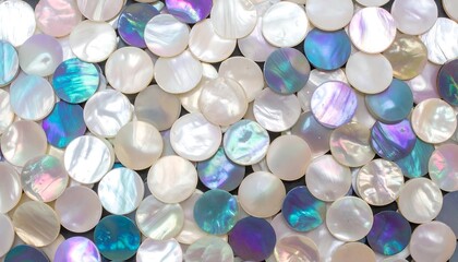 Close-up view of iridescent shell circles