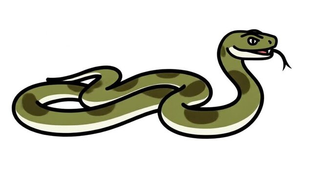 Animated Snake Slithering Across Green Grass in Cartoon Style