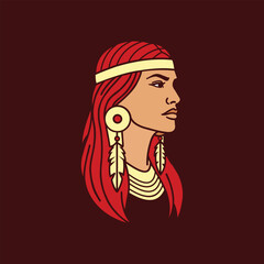 Woman Native Apache Illustration Creative Design Template Logo