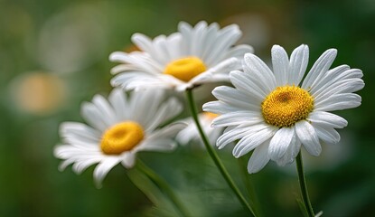 Fototapeta premium Close-up of three white daisies